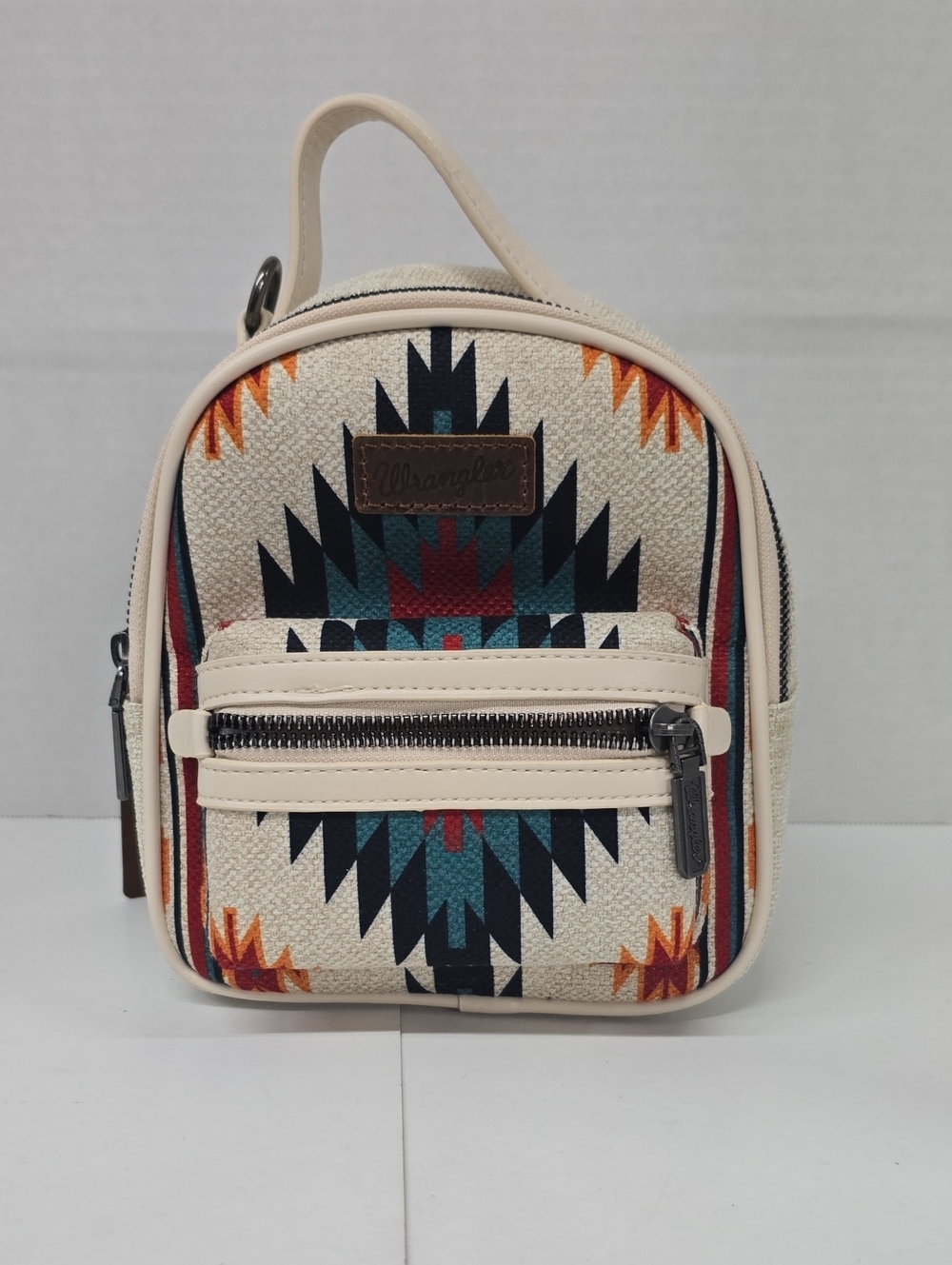 Wrangler Cream Aztec Mini Backpack with Teal & Navy Accents